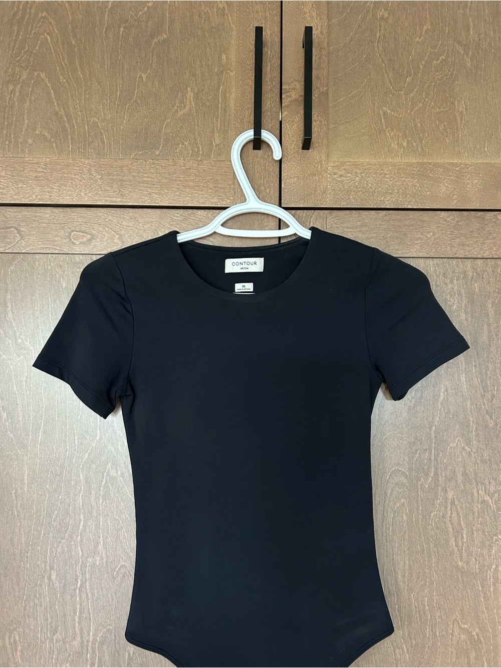Aritzia Black Short-Sleeve Crewneck Bodysuit